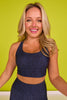 SSYS Navy and Black Animal Criss Cross Back Sports Bra