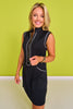 SSYS White Piping Contrast Half Zip Active Dress In Black