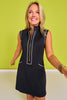 SSYS White Piping Contrast Half Zip Active Dress In Black