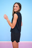 SSYS Signature Black Muscle Cut Ribbed Top