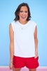 SSYS Signature Ivory Muscle Cut Ribbed Top