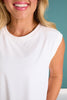 SSYS Signature Ivory Muscle Cut Ribbed Top