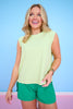 SSYS Signature Lime Muscle Cut Ribbed Top