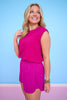SSYS Signature Magenta Muscle Cut Ribbed Top