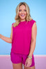 SSYS Signature Magenta Muscle Cut Ribbed Top