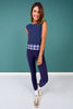 SSYS Signature Navy Muscle Cut Ribbed Top