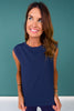 SSYS Signature Navy Muscle Cut Ribbed Top
