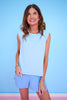 SSYS Signature Powder Blue Muscle Cut Ribbed Top