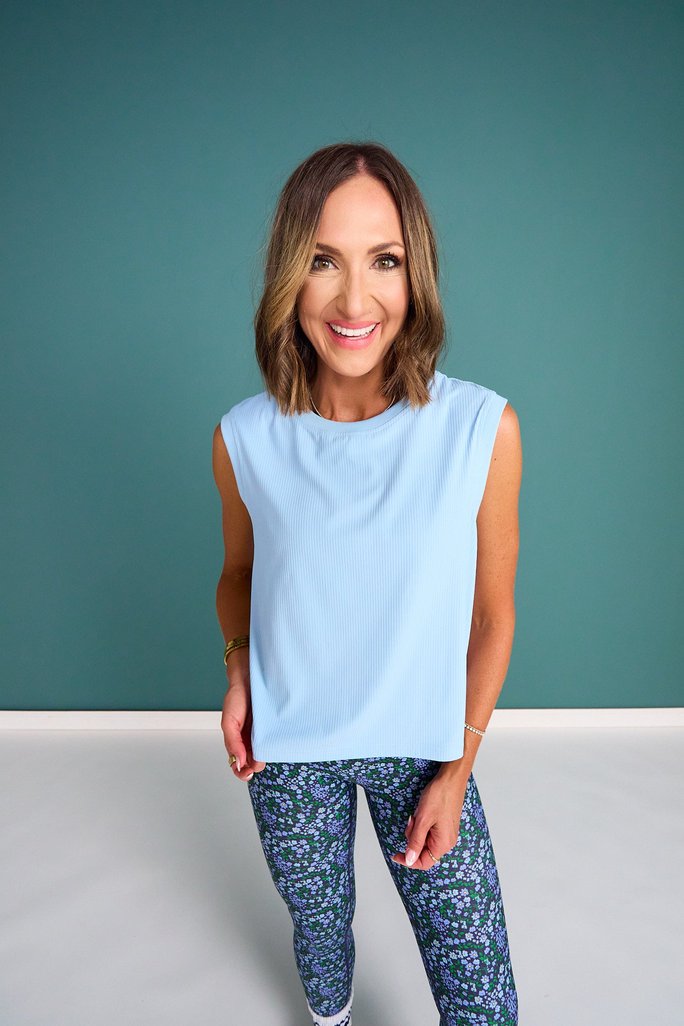 SSYS Signature Powder Blue Muscle Cut Ribbed Top