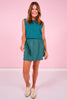 SSYS Signature Teal Muscle Cut Ribbed Top