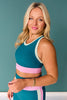 SSYS Lavender and Turquoise Contrast Ribbed Teal Sports Bra