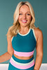 SSYS Lavender and Turquoise Contrast Ribbed Teal Sports Bra