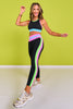 SSYS Pink and Baby Blue Colorblock Lime Contrast Black High Waist Leggings