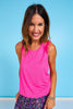 SSYS Ruffle Twist Back Active Tank In Pink