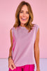 SSYS Signature Raspberry Stripe Contrast Muscle Cut Ribbed Top