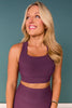 SSYS Ribbed Cross Back Sports Bra In Plum