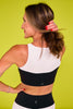 SSYS Curved Contrast Signature Sports Bra in Black and White