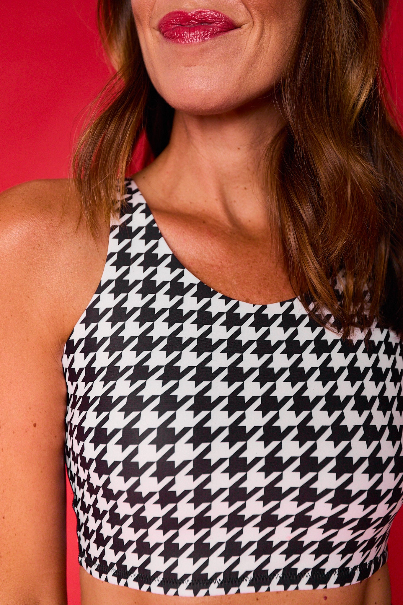 SSYS Signature Sports Bra in Black Houndstooth