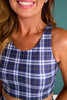 SSYS Signature Sports Bra in Navy Plaid