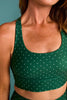 SSYS Criss Cross Back Sports Bra In Hunter Polka Dot
