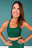 SSYS Criss Cross Back Sports Bra In Hunter Polka Dot