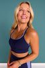 SSYS Gingham Mix Print Sport Bra In Navy Gingham