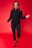 SSYS Mock Neck Ribbed Long Sleeve Active Top In Black