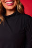 SSYS Mock Neck Ribbed Long Sleeve Active Top In Black