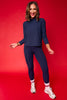 SSYS Mock Neck Ribbed Long Sleeve Active Top In Navy