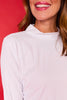 SSYS Mock Neck Ribbed Long Sleeve Active Top In White