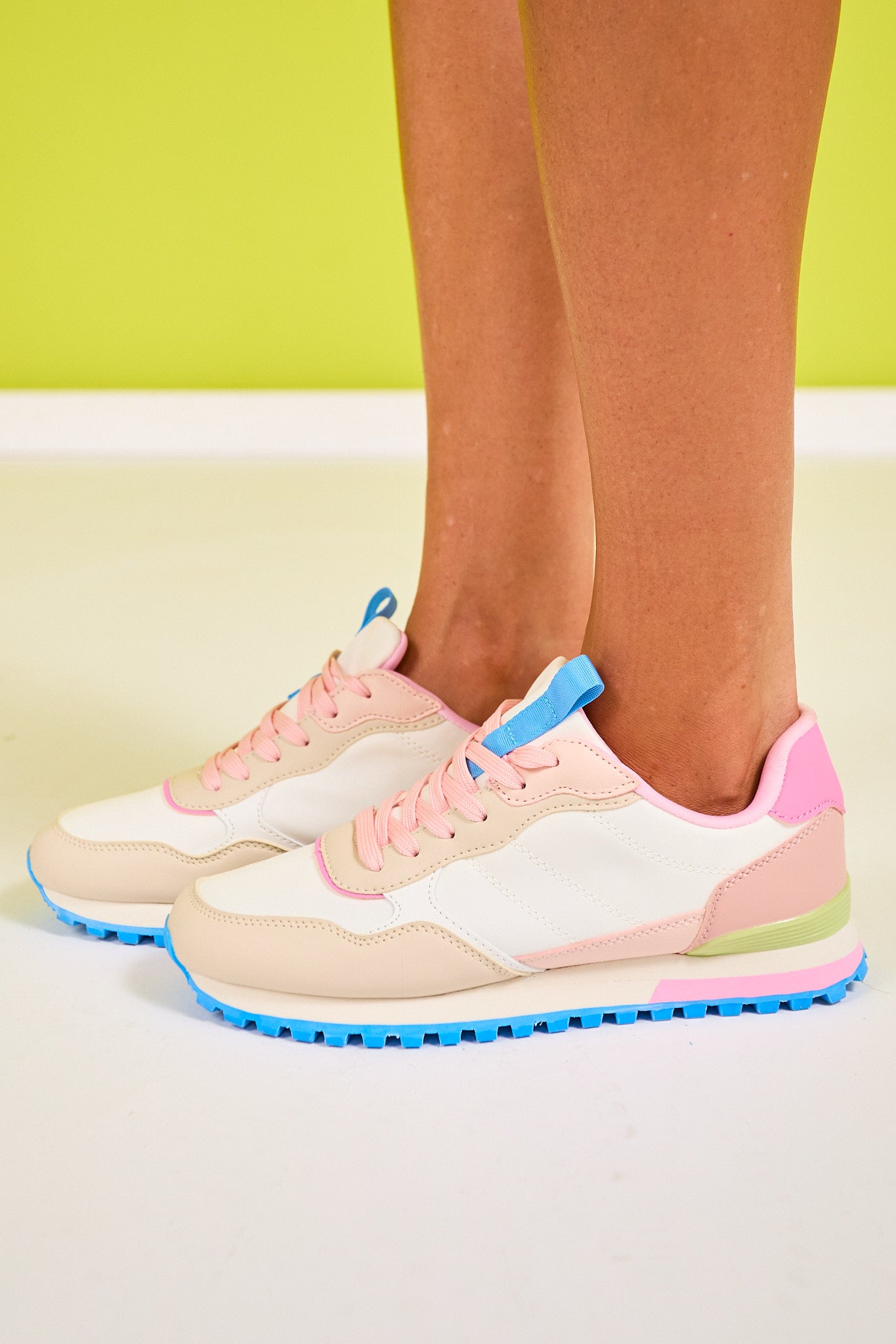 Beige Multi Colorblock Sneakers