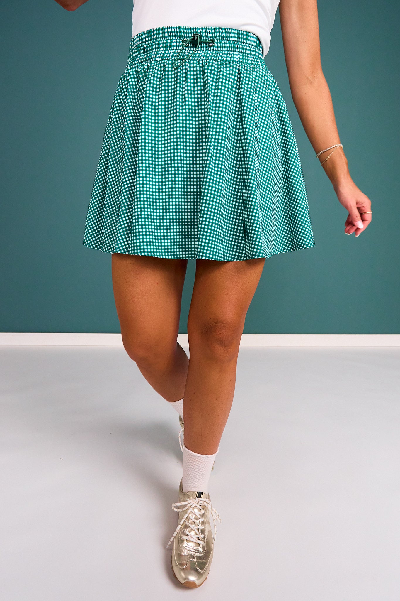SSYS Green Gingham Drawstring Skort