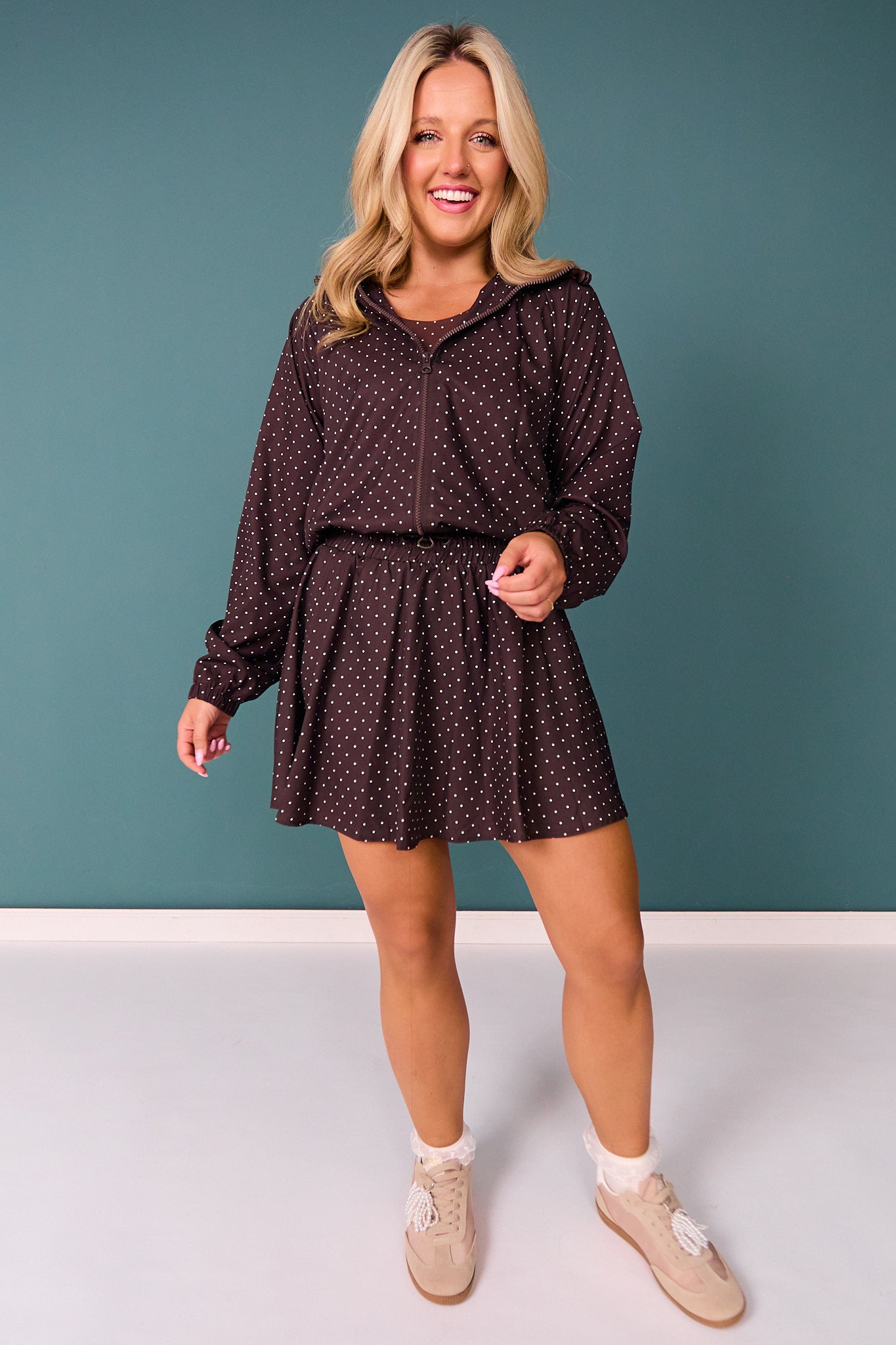 SSYS Mocha Polka Dot Drawstring Skort