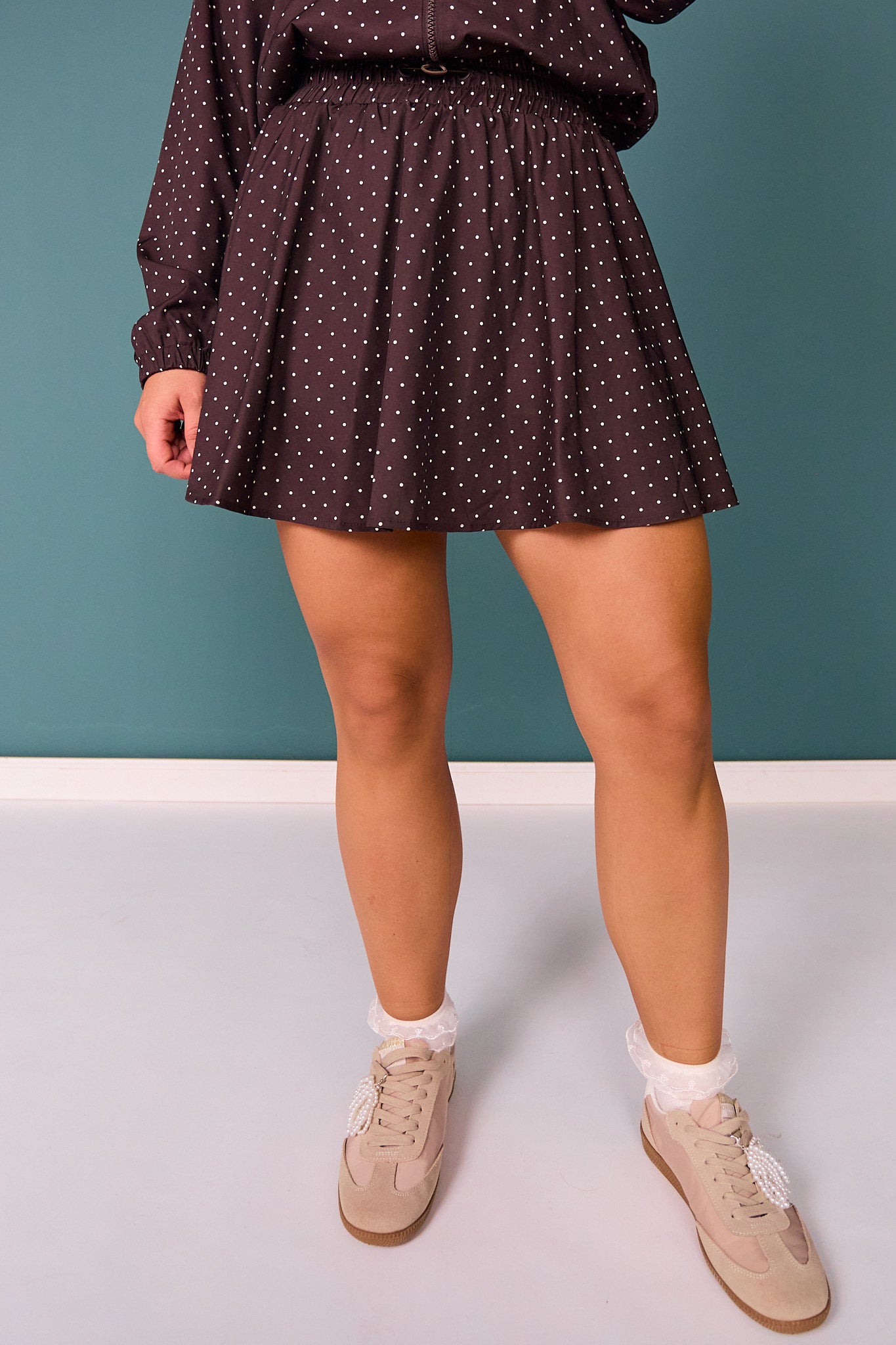SSYS Mocha Polka Dot Drawstring Skort