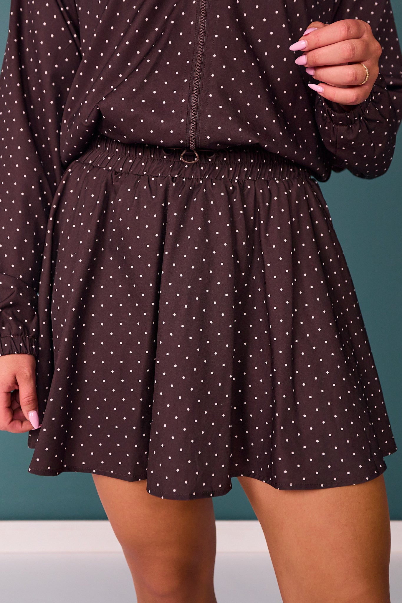 SSYS Mocha Polka Dot Drawstring Skort