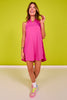 SSYS Hot Pink Pleated Back Collared V Neck Padded Active Dress