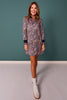 SSYS Scuba Long Sleeve Ribbed Collar Dress In Wildflower