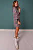 SSYS Scuba Long Sleeve Ribbed Collar Dress In Wildflower