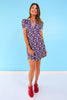 SSYS Red White and Navy Floral Puff Short Sleeve Collared Scuba Dress *FINAL SALE*