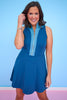 SSYS Contrast Half Zip Active Dress In Teal