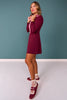SSYS Long Sleeve Contrast Half Zip Active Dress In Maroon