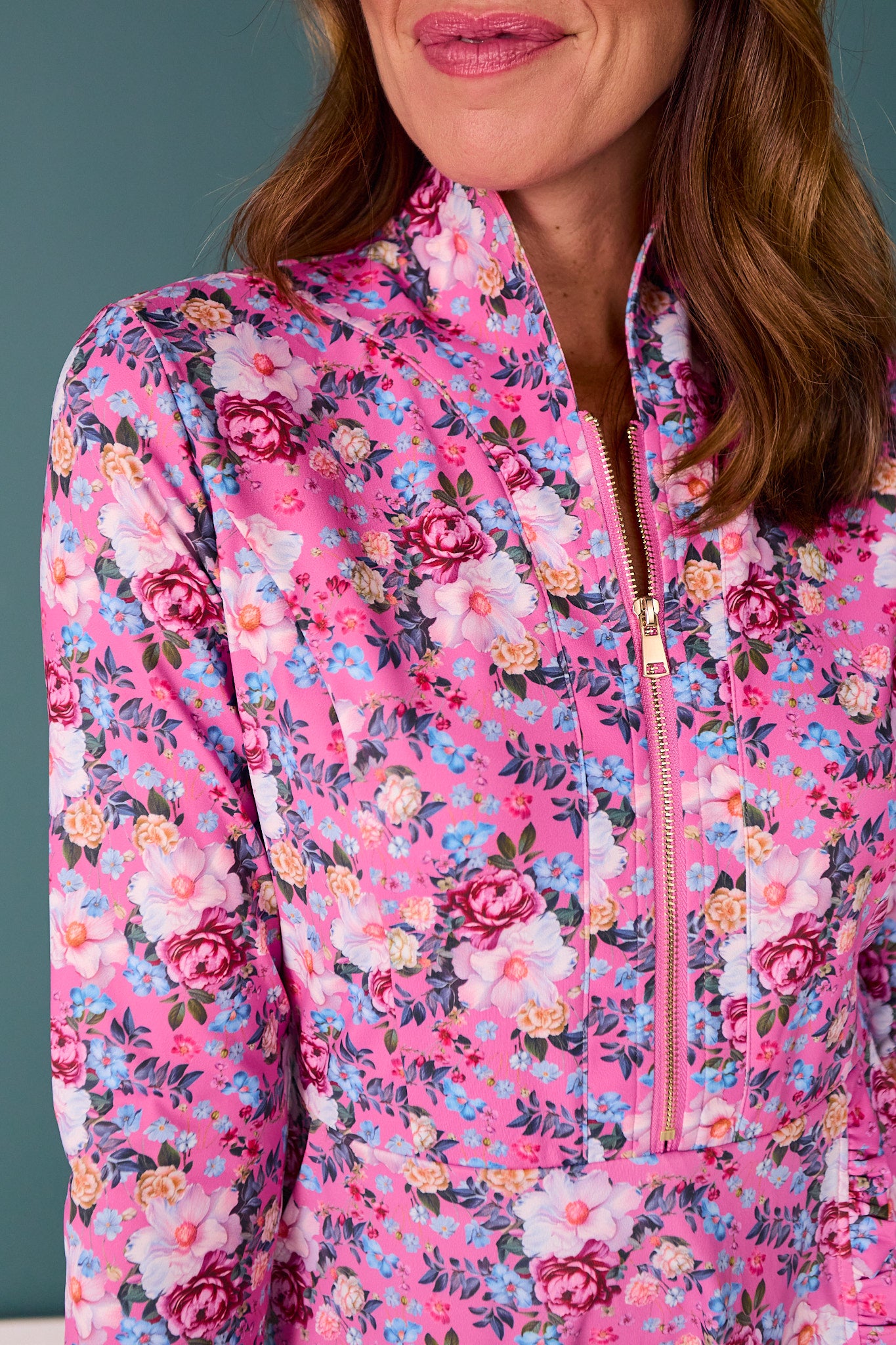 SSYS Long Sleeve Golf Dress In Magenta Bloom