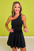 SSYS Scallop One Shoulder Dress In Black