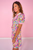 SSYS Scuba Drop Waist Ribbed Collar Dress In Full Bloom