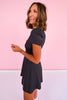 SSYS Black Short Sleeve White Trim Active Dress