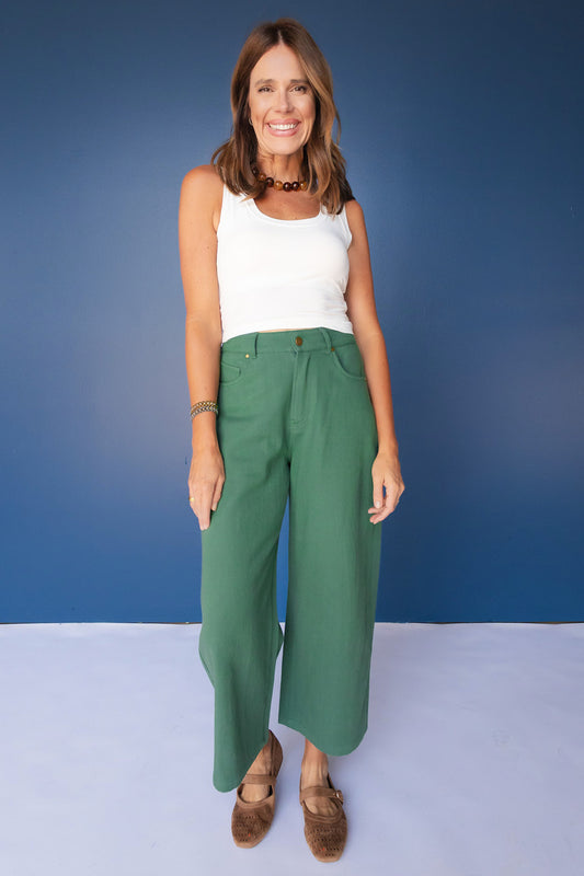 SSYS Cropped Victoria Wide Leg Jeans In Hunter