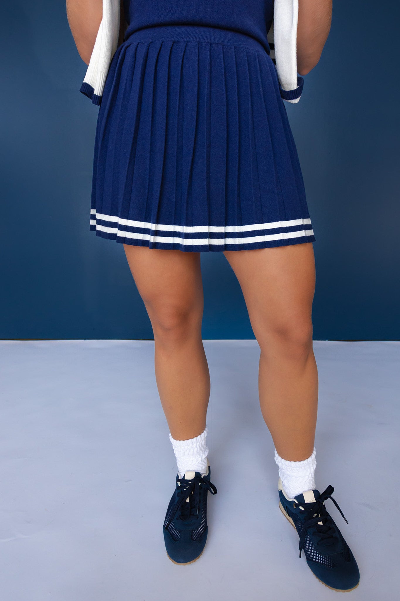 SSYS Wynn Pleated Knit Skort In Navy