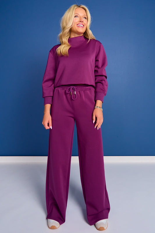 SSYS Scuba Wide Leg Pants In Plum