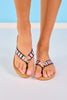 Red White and Blue Star Embellished Rope Thong Sandals