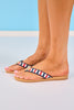 Red White and Blue Star Embellished Rope Thong Sandals